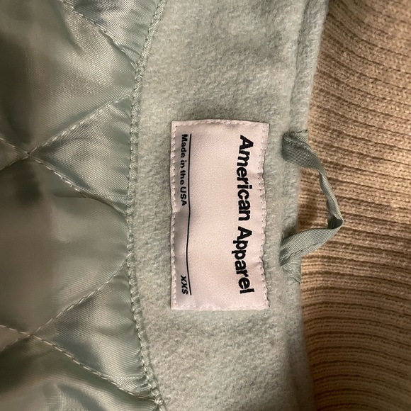 American Apparel Wool Mint Green Letterman Jacket - Picture 3 of 5